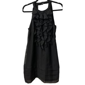 Vintage ice Woman's Black Ruffle Cocktail Dress Size 8